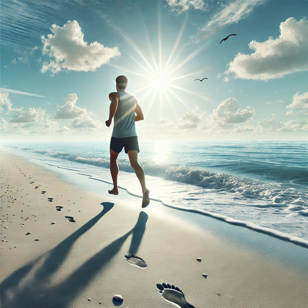 Person running at the beach